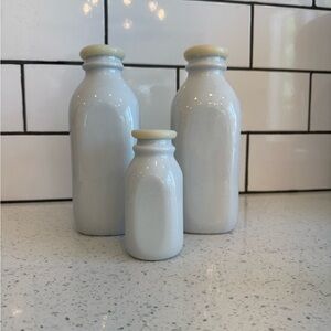 Create and Barrel Ceramic Milk  Storage Jars - White